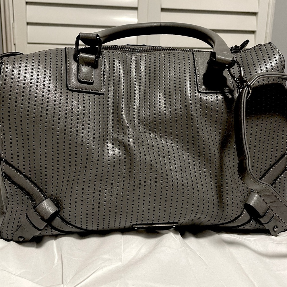 Steve Madden gunmetal grey perforated crossbody satchel purse